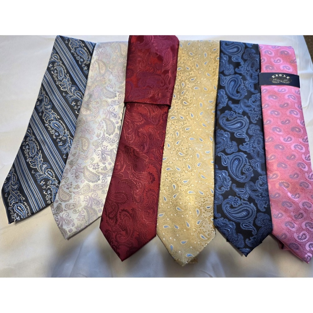 Lot of 6 Men's Designer Random Variety Multicolor Paisley Ties